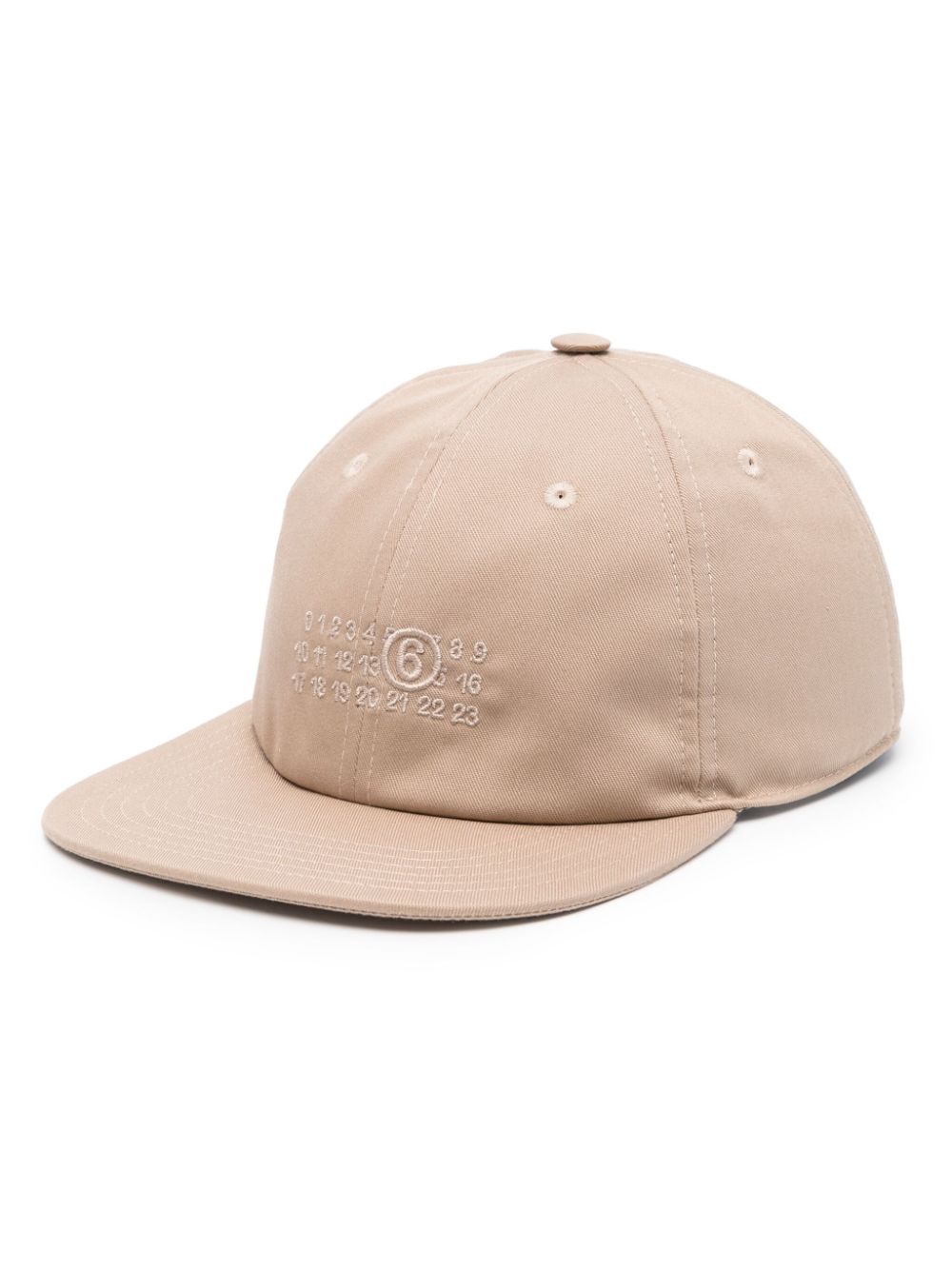 MM6 Maison Margiela signature-numbers embroidered cap - Nude