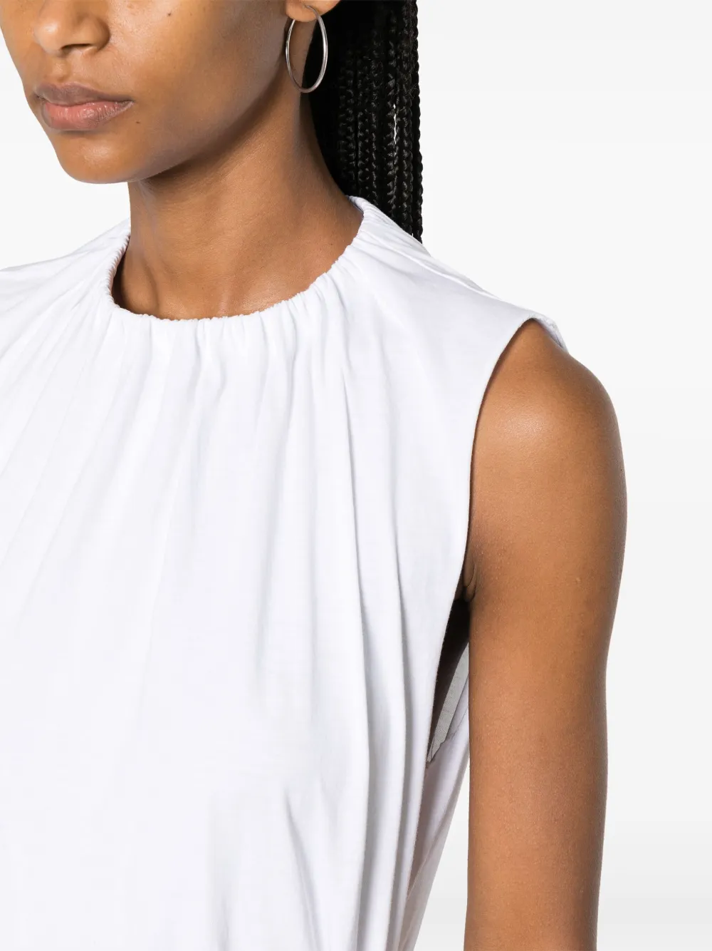 Shop Mm6 Maison Margiela Gathered-detail Cotton Tank Top In White