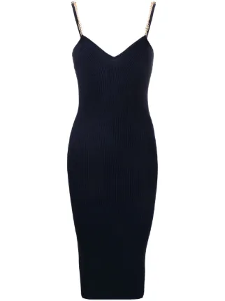 Michael Michael Kors chain-straps Ribbed Midi Dress | Blue