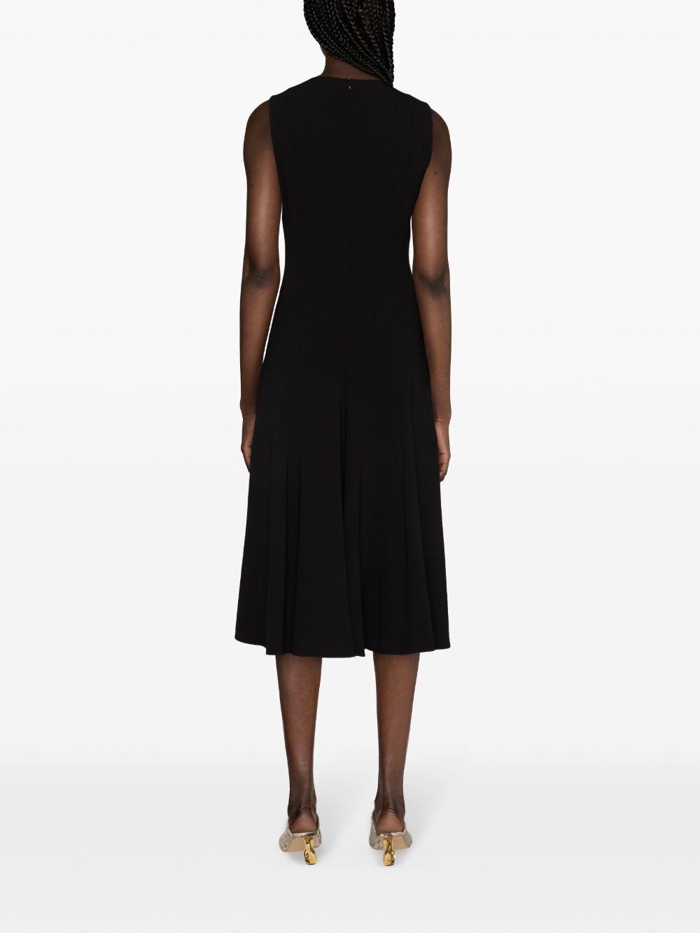 Shop Theory Sleeveless Flared Midi Dress In Black