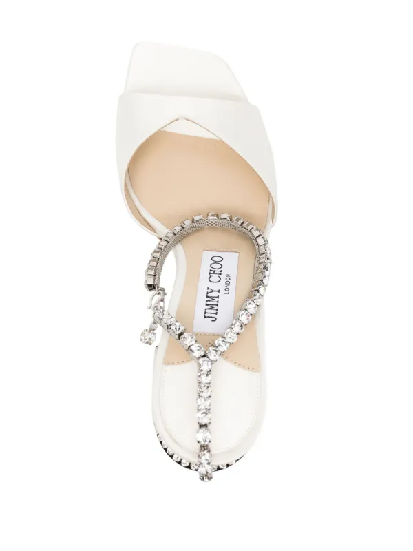 Jimmy Choo Sandália Saeda Com Cristais Na Tira e 85mm | Neutro