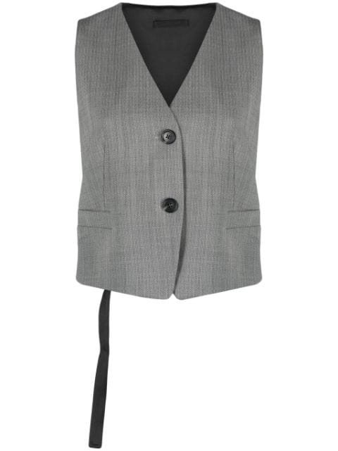 Helmut Lang herringbone cut-out vest