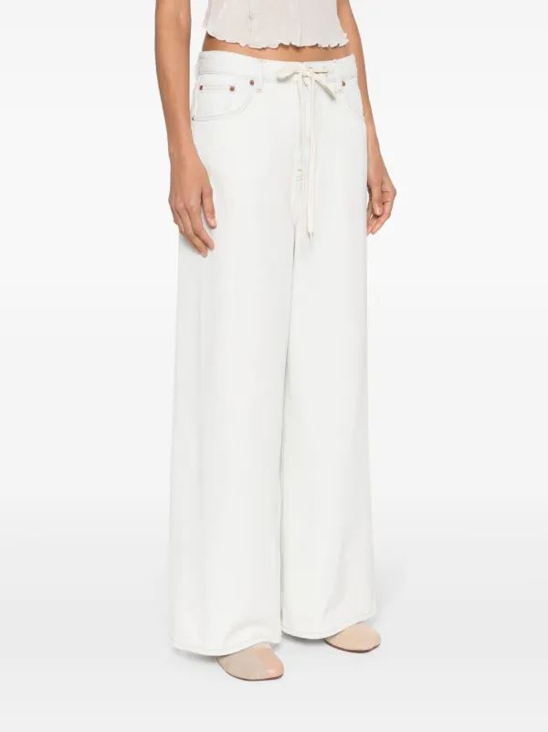 MM6 Maison Margiela drawstring-waist wide-leg Jeans | Blue | FARFETCH
