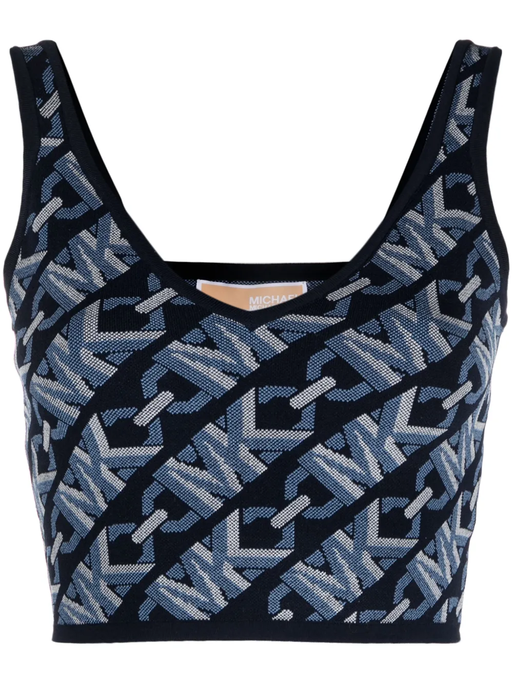 michael michael kors débardeur crop à motif en jacquard - bleu