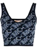 Michael Michael Kors monogram-jacquard cropped tank top - Blue