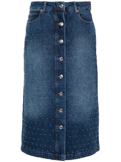 MUNTHE Lally stud-embellished denim skirt
