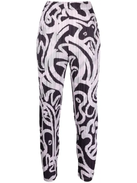Pleats Please Issey Miyake Seeker abstract-print plissé trousers