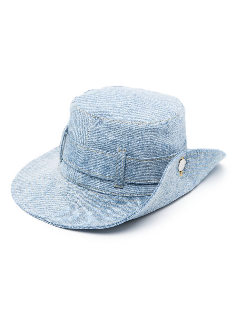 Shop Moschino Jeans Logo-appliqué Denim Sun Hat In Blue