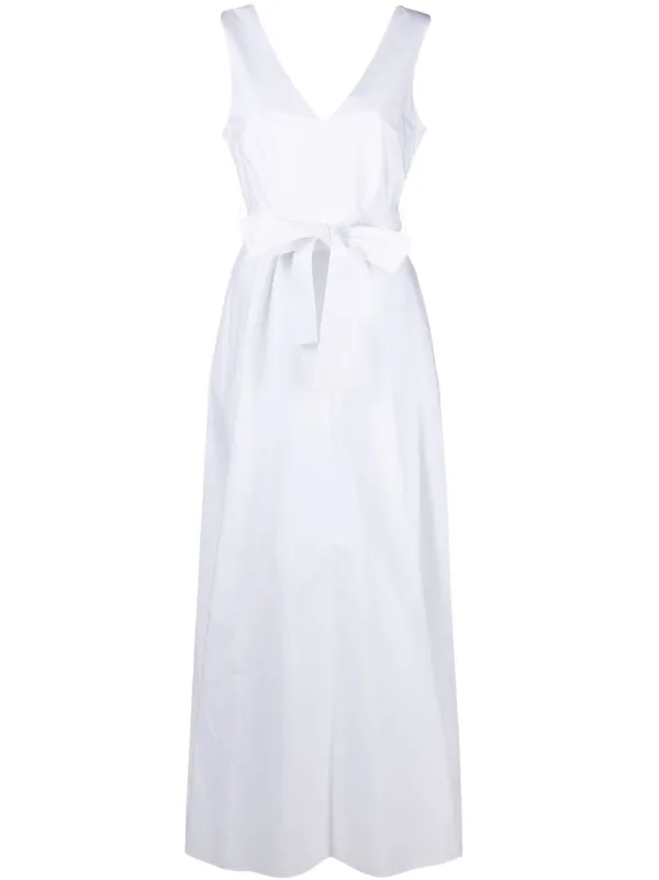 P.A.R.O.S.H. V-neck Flared Maxi Dress | White