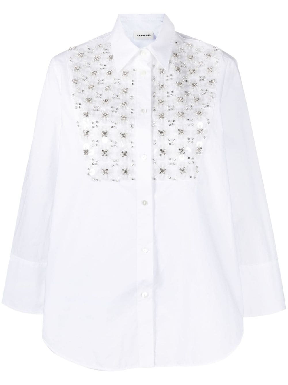 P.a.r.o.s.h Sequin-embellished Poplin Shirt In White