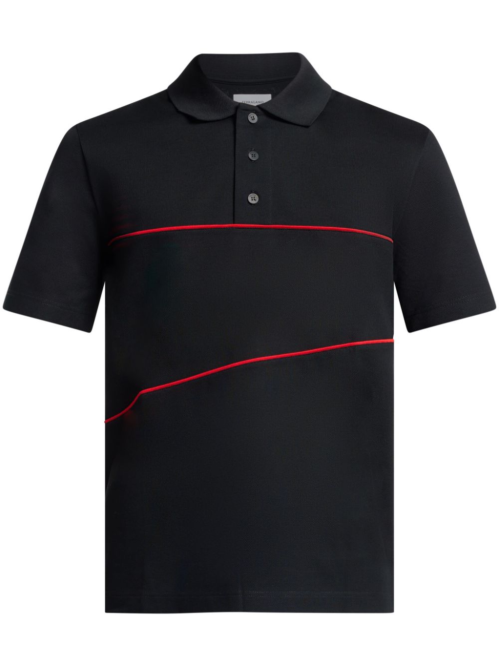 Ferragamo Ribbed Knit Polo Shirt In 黑色