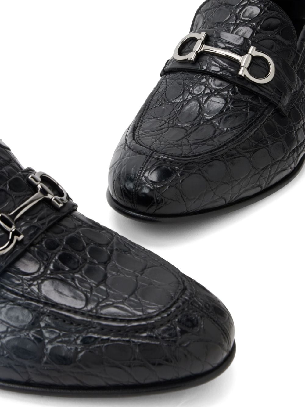 Shop Ferragamo Gancini-buckle Penny-slot Loafers In Black