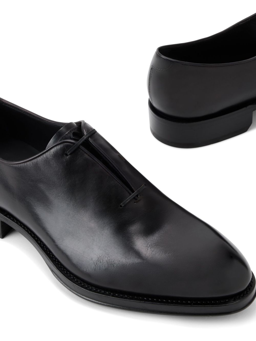 Shop Ferragamo Polished Leather Oxford Shoes In Black