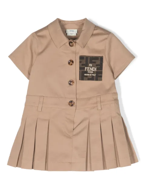 Fendi Kids logo-patch cotton shirt dress