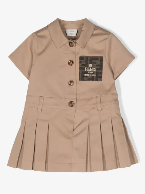 Fendi Kids logo-patch cotton shirt dress