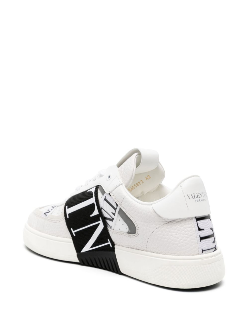 Shop Valentino Vl7n Logo-tape Leather Sneakers In White