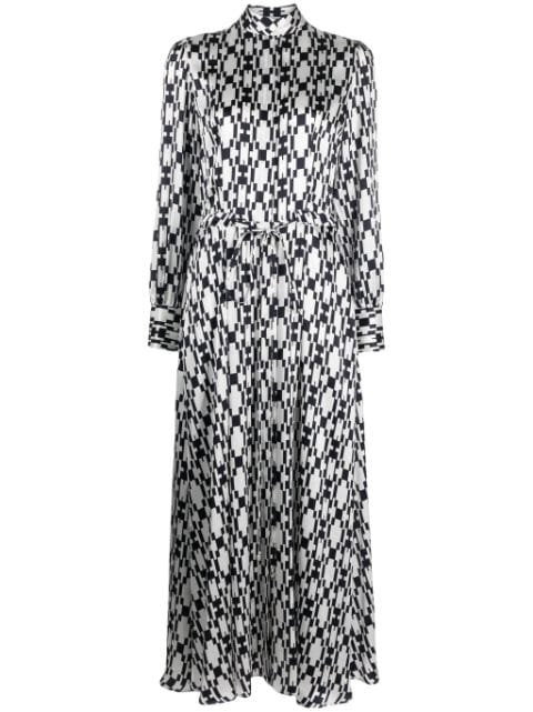 Kiton geometric-print silk midi dress
