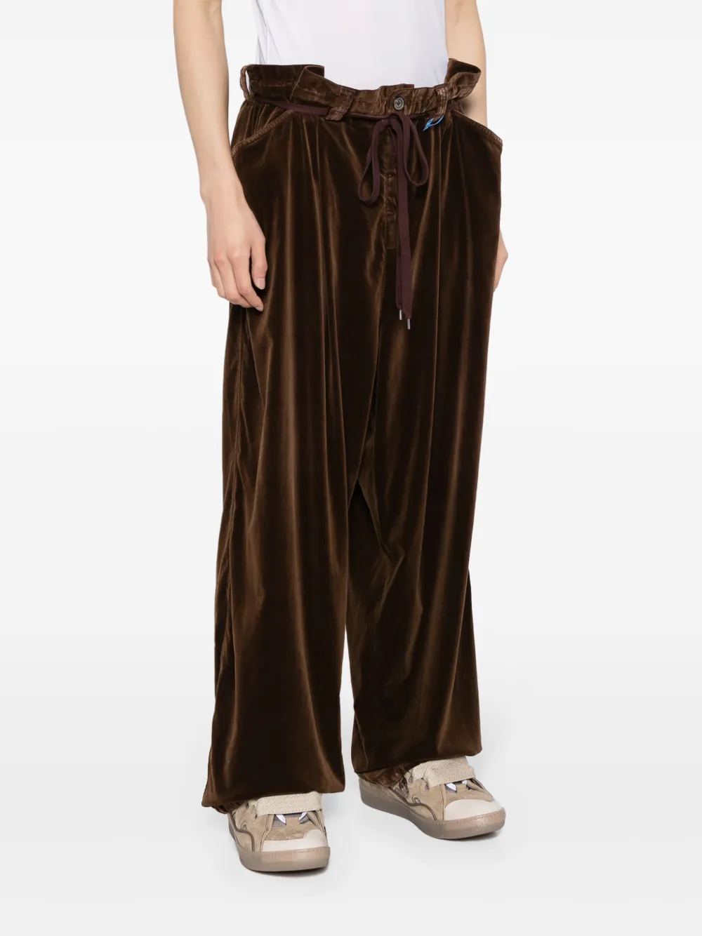 Miharayasuhiro Wide-leg Velvet Trousers In Brown