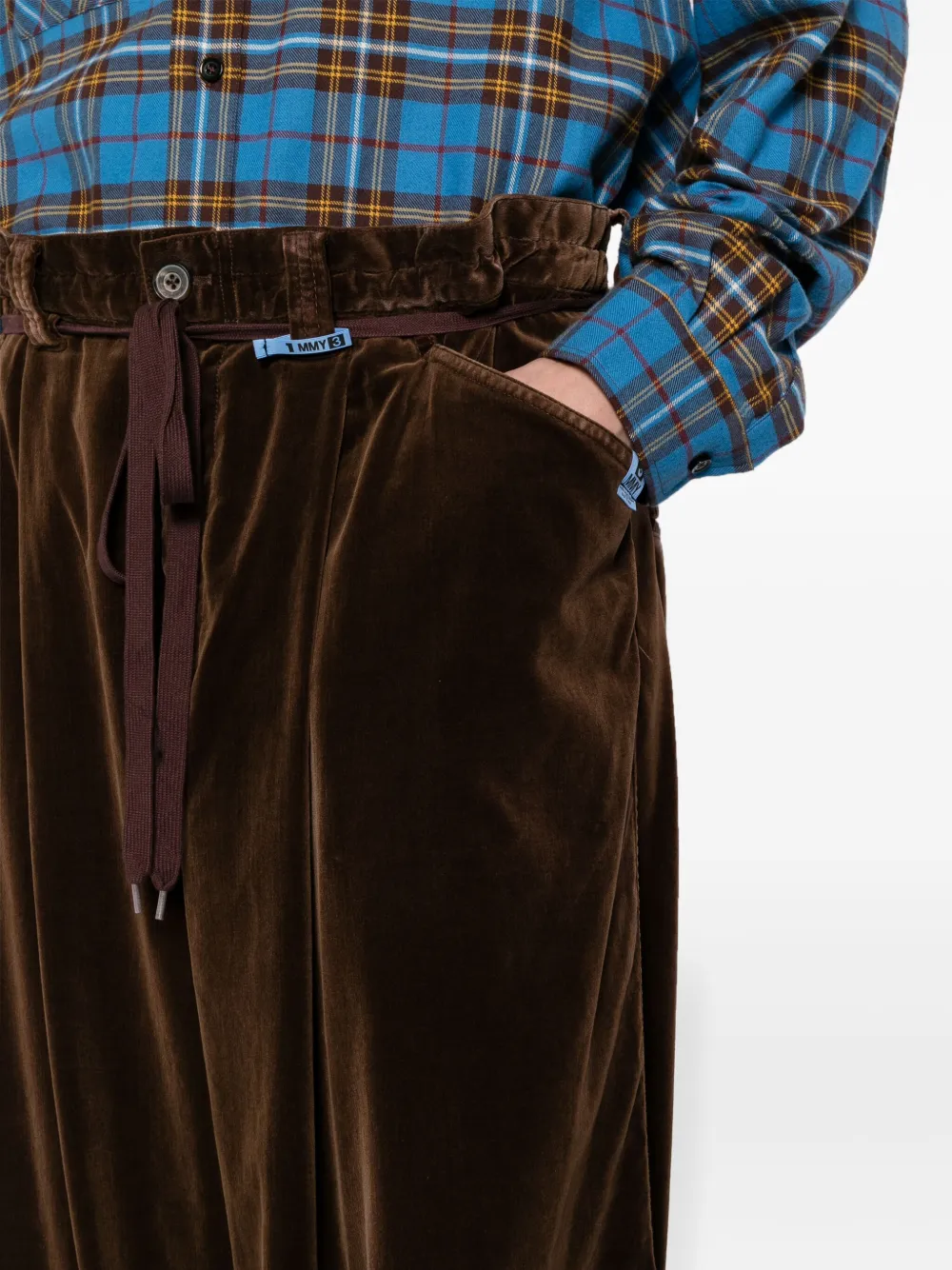 Miharayasuhiro Wide-leg Velvet Trousers In Brown