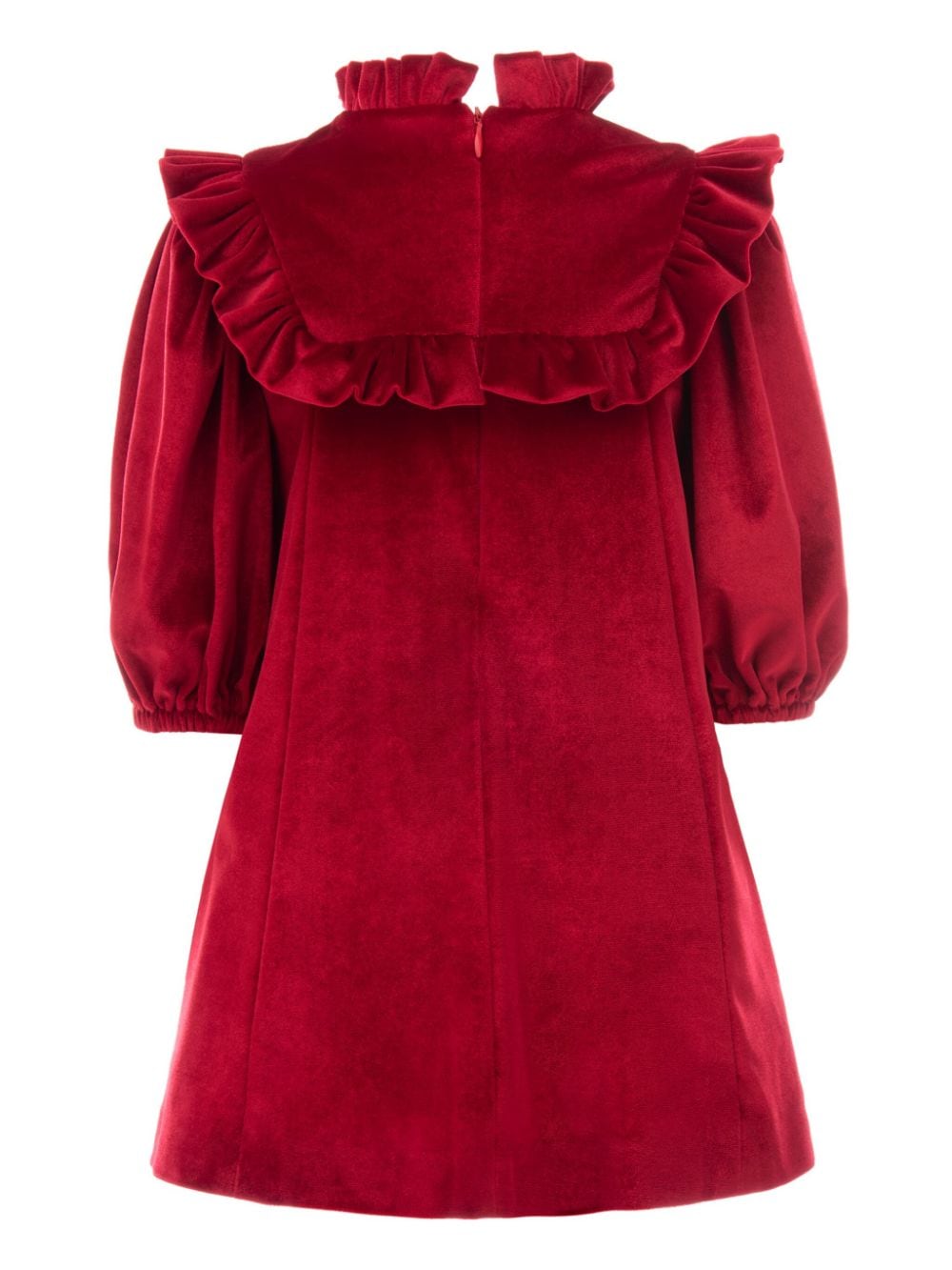 Shop Tulleen Ruffled Velvet Midi Dress In Red