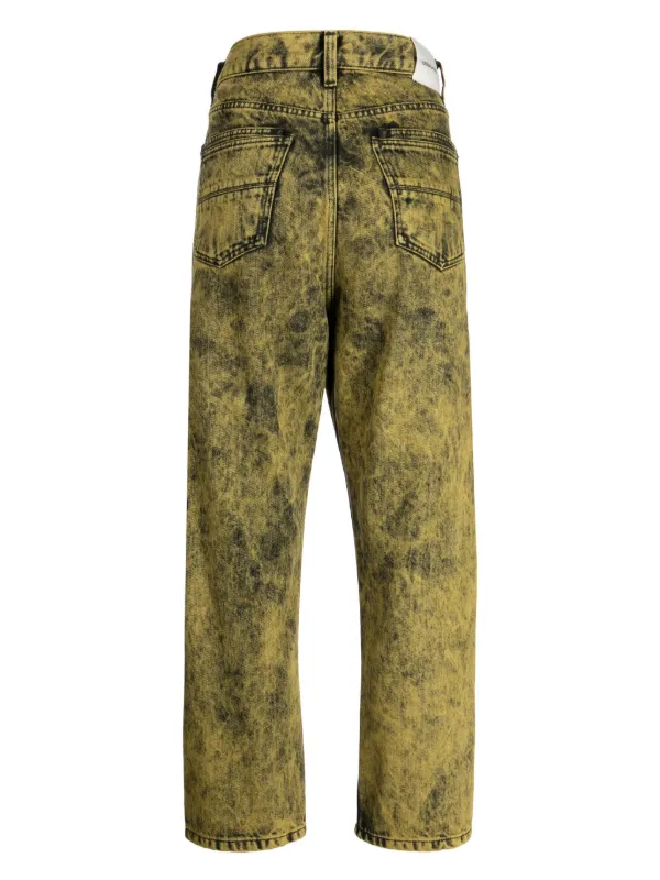 NAMACHEKO 23SS RENAS DENIM JEANS ブリーチ加工 Namacheko ブリーチ ストレートジーンズ | イエロー | FARFETCH JP