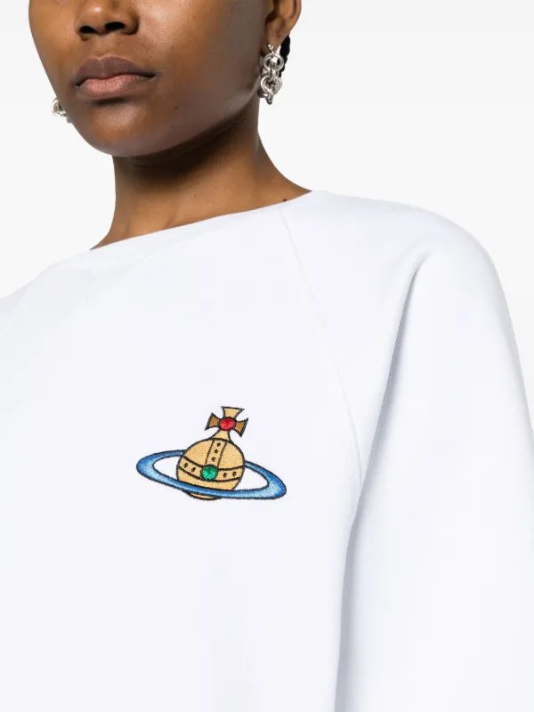 Vivienne Westwood Orb embroidered Organic Cotton Sweatshirt White FARFETCH AM