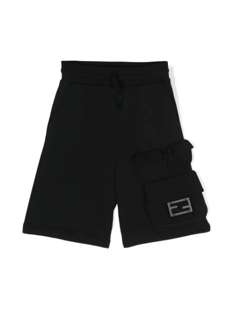 Fendi Kids logo-plaque cotton track shorts