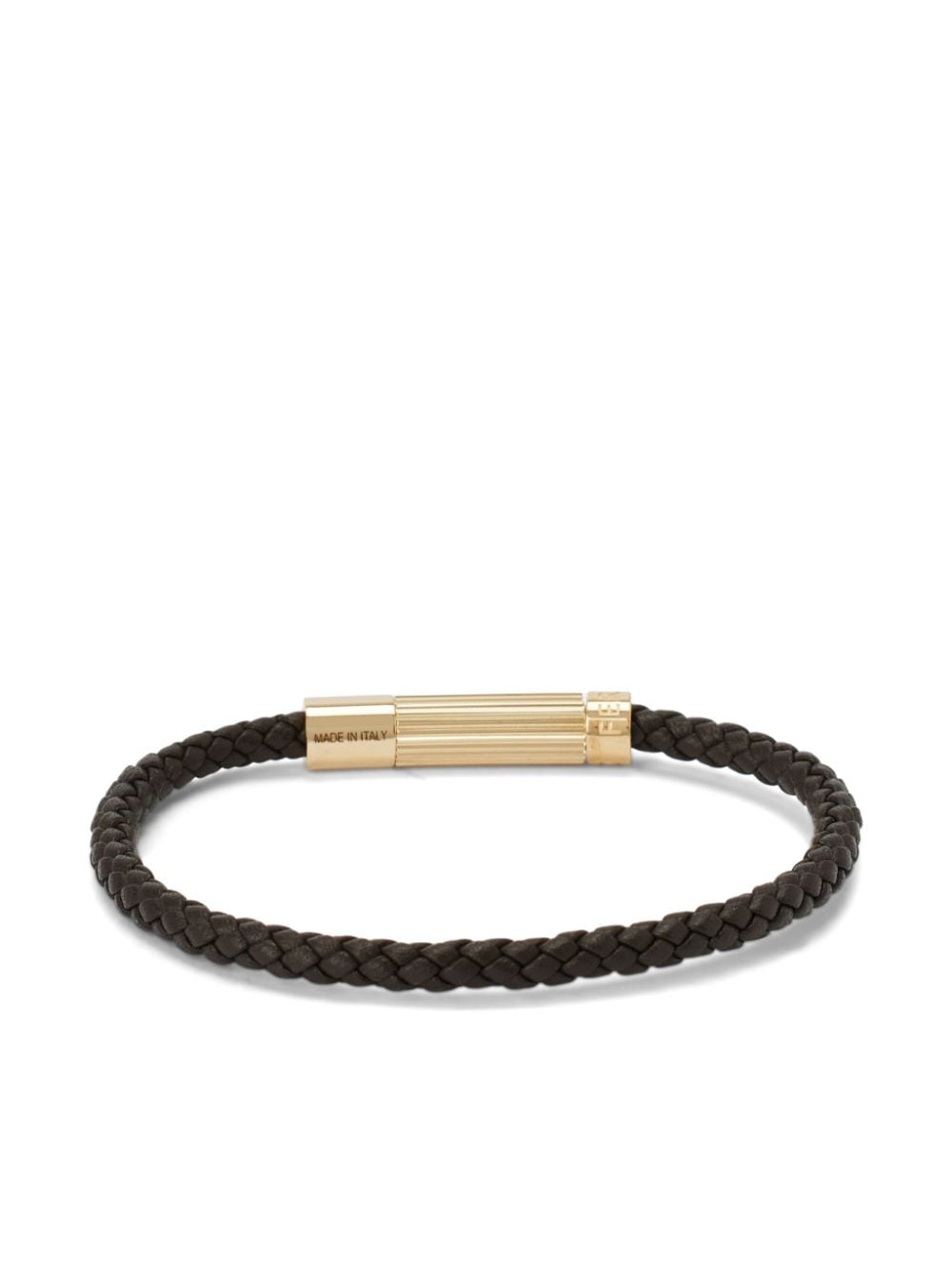 Ferragamo Braided Leather Bracelet In 褐色