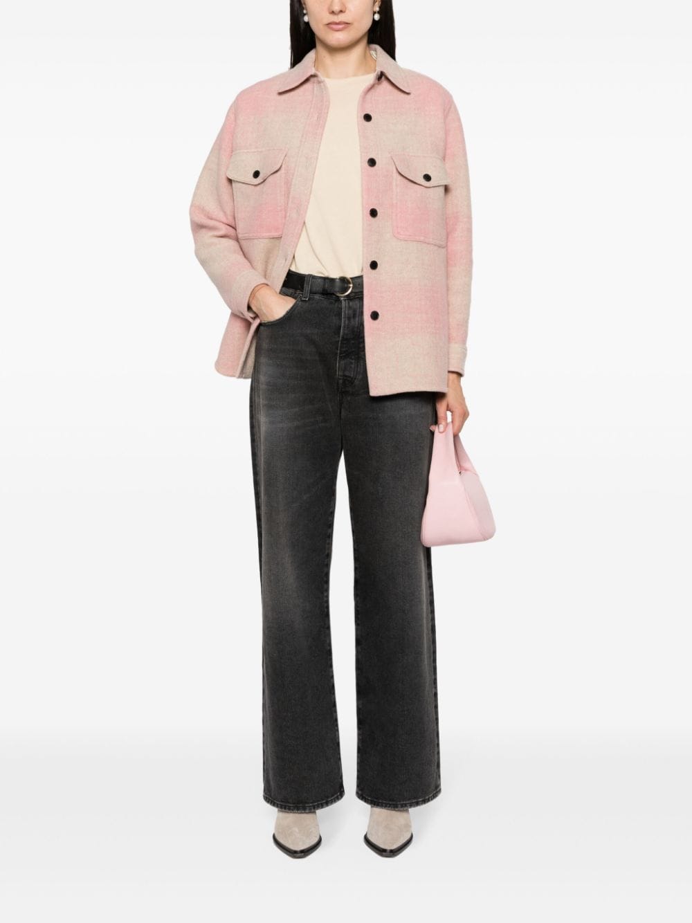 Shop Marant Etoile Marveli Check-pattern Jacket In Pink