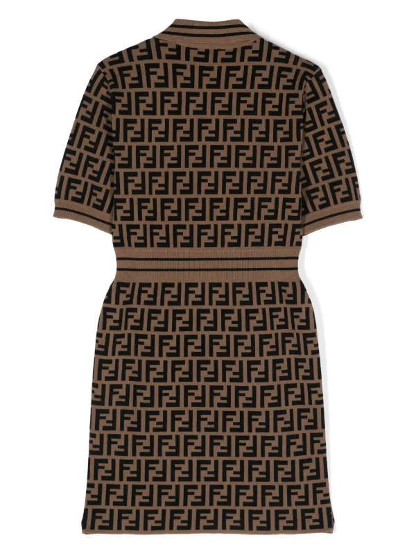 Fendi Kids モノグラム ワンピース | ブラウン | FARFETCH JP