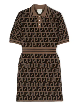 Fendi Kids モノグラム ワンピース | ブラウン | FARFETCH JP