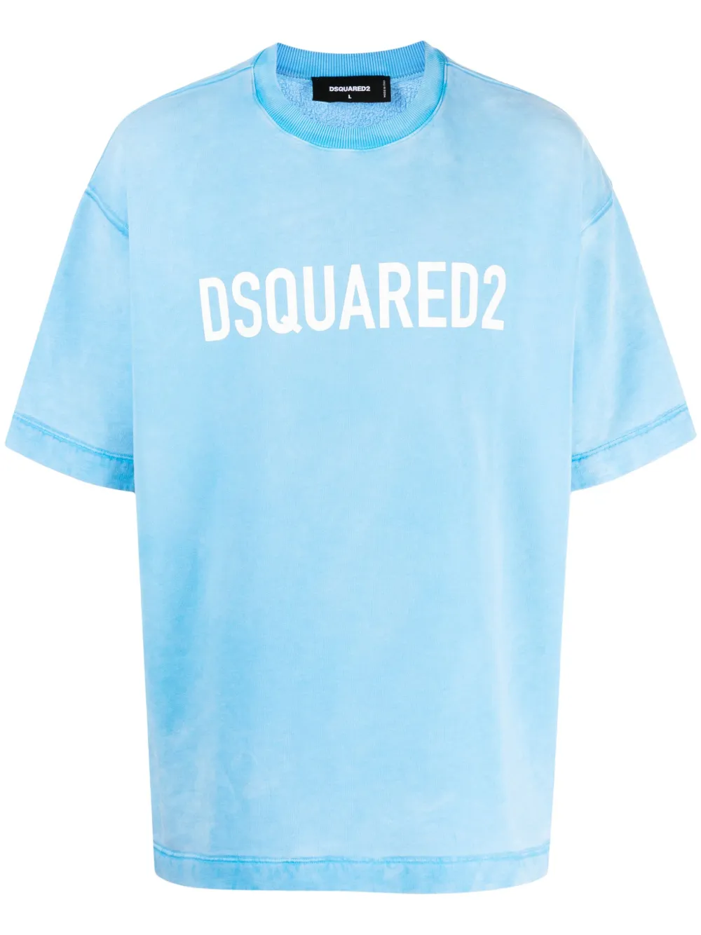 Dsquared2 Logo-print Short-sleeve Sweatshirt In Blue