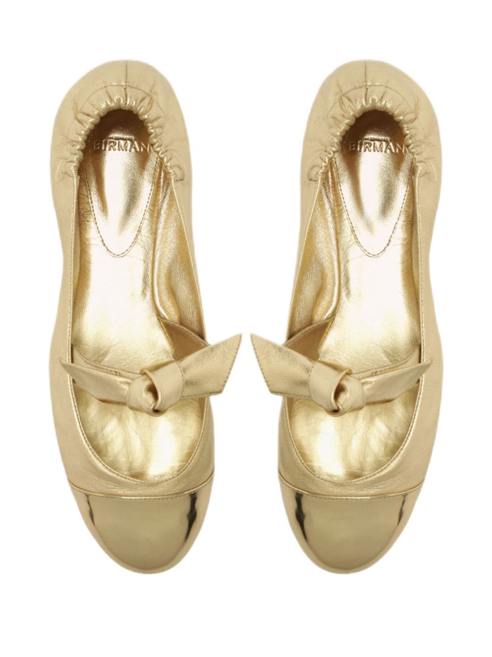 Shop Alexandre Birman Clarita Metallic Leather Ballet Pumps In Gold