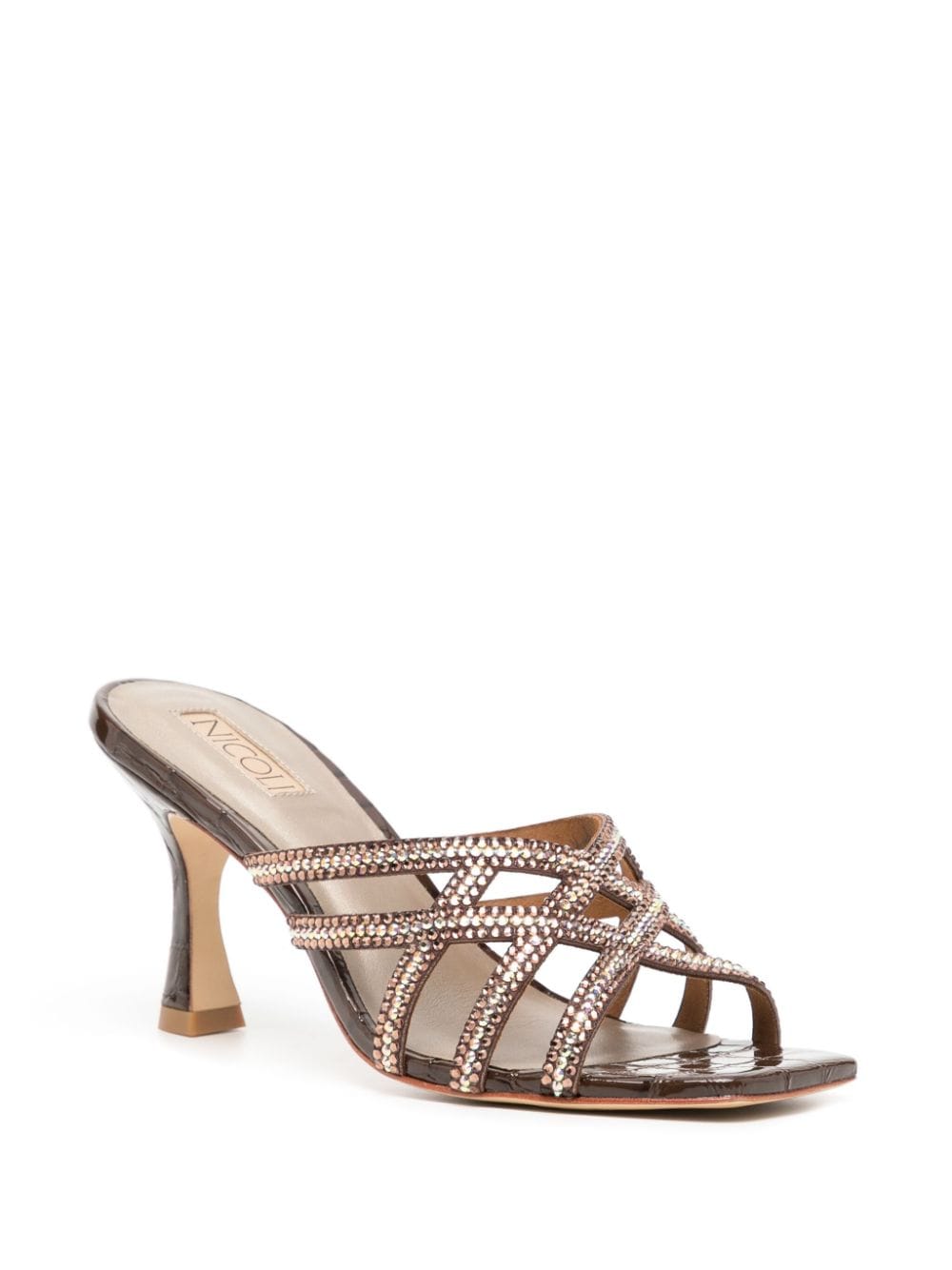 Shop Nicoli Finch 90mm Rhinestone-embellished Mules In Brown