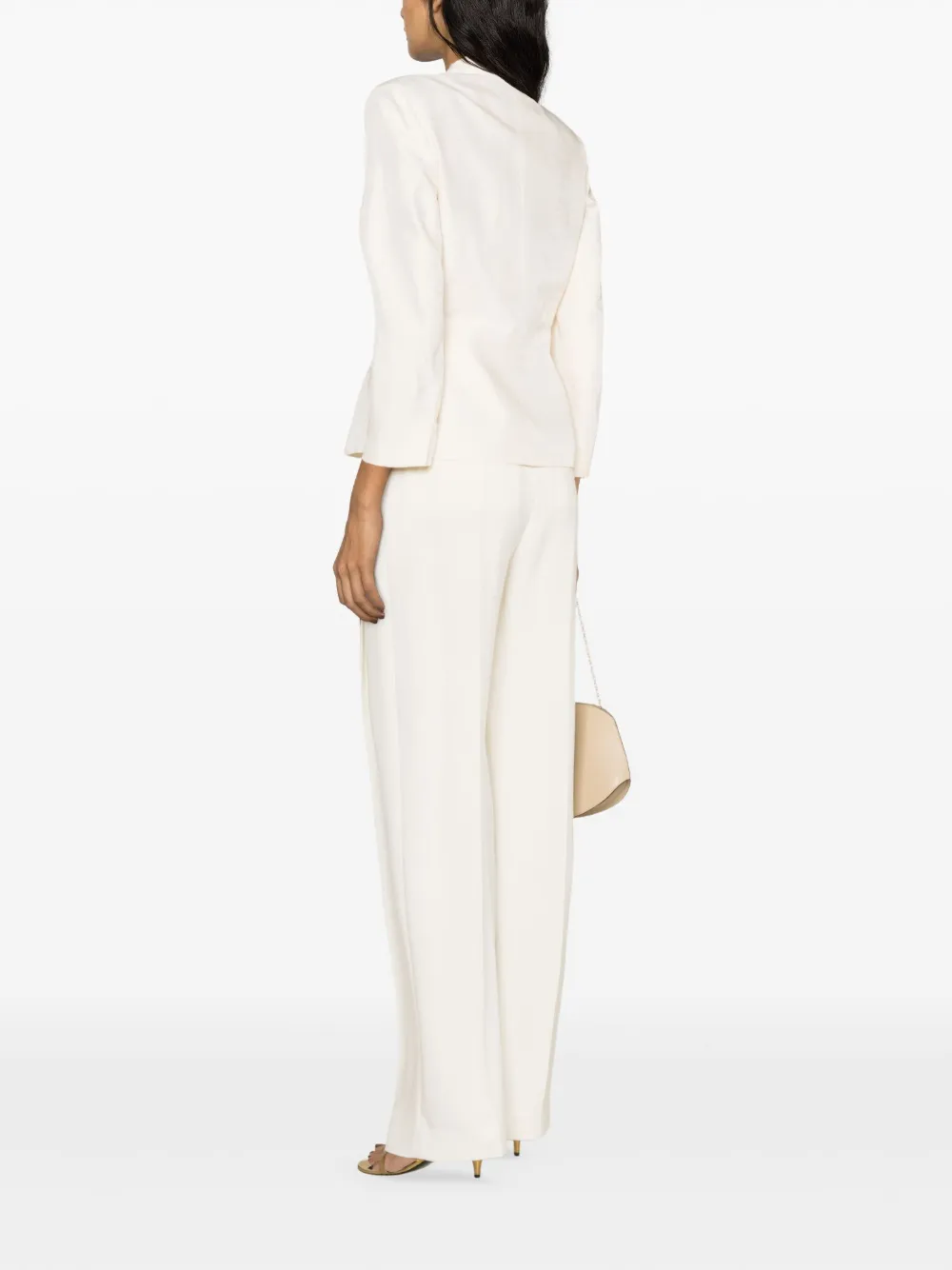 Shop Ralph Lauren Elitsa Twill Satin-finish Blazer In Neutrals