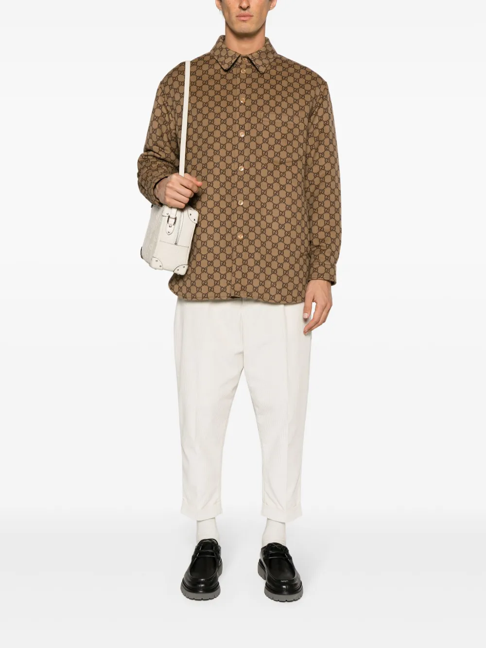 Gucci GG-jacquard wool shirt jacket - Beige