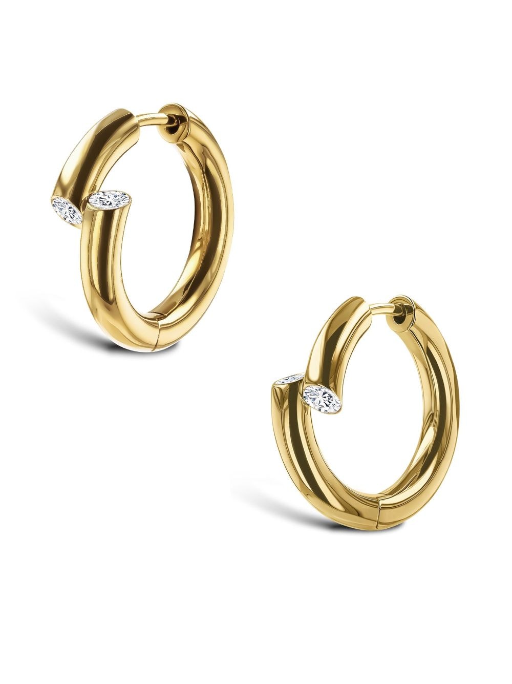 Shop Pragnell 18kt Yellow Gold Eclipse Diamond Huggie-hoop Earrings In 金色