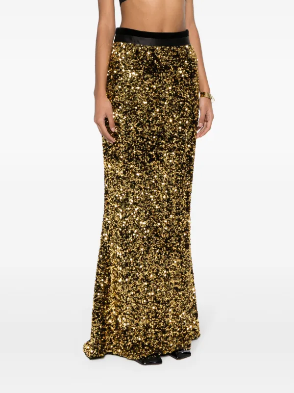 STYLAND sequin embellished Maxi Skirt Gold FARFETCH NZ