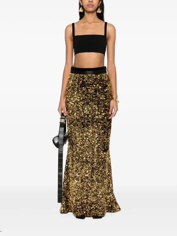 STYLAND sequin-embellished Maxi Skirt Gold FARFETCH IN
