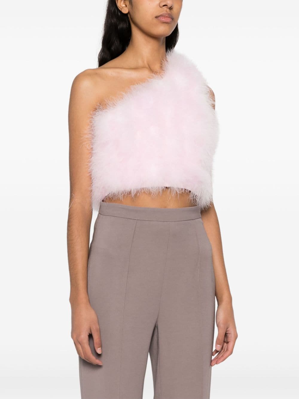 Shop Styland One-shoulder Cropped Top In Pink