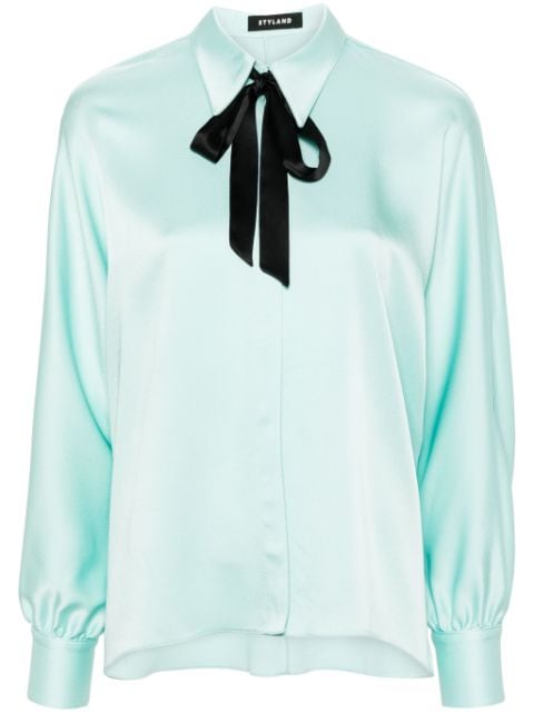 STYLAND bow-collar crepe shirt