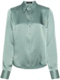 STYLAND pointed collar satin shirt - Green