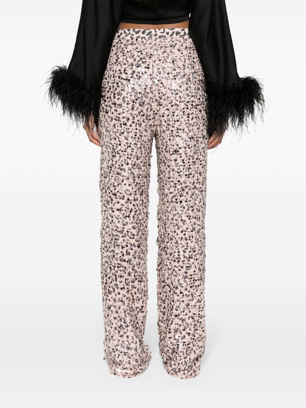 Shop Styland Straight-leg Sequin-embellished Trousers In Pink