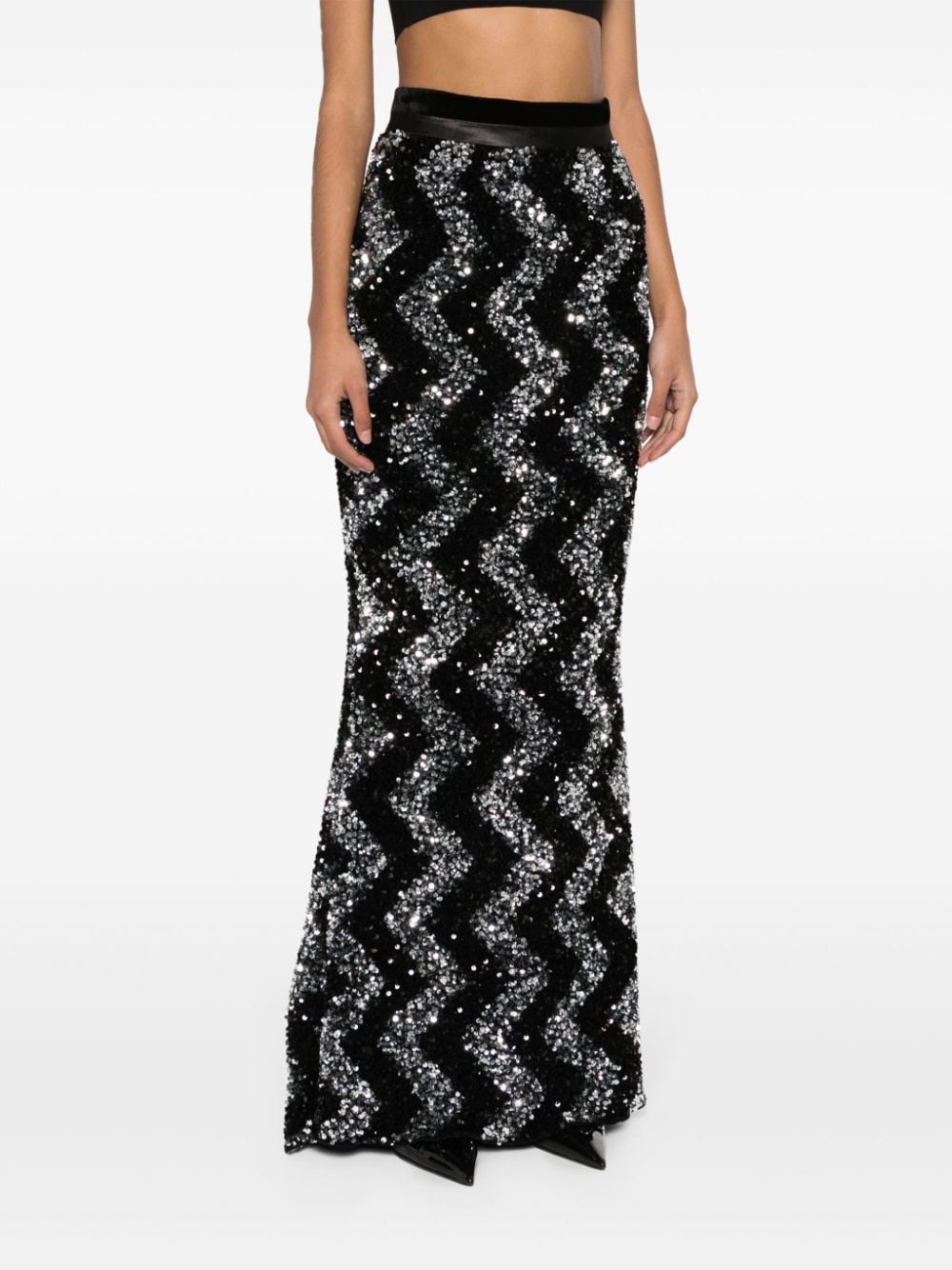 Shop Styland Sequin-embellished Maxi Skirt In Black