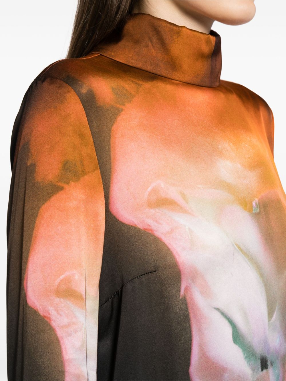 Shop Stine Goya Mille Abstract-print Midi Dress In Brown