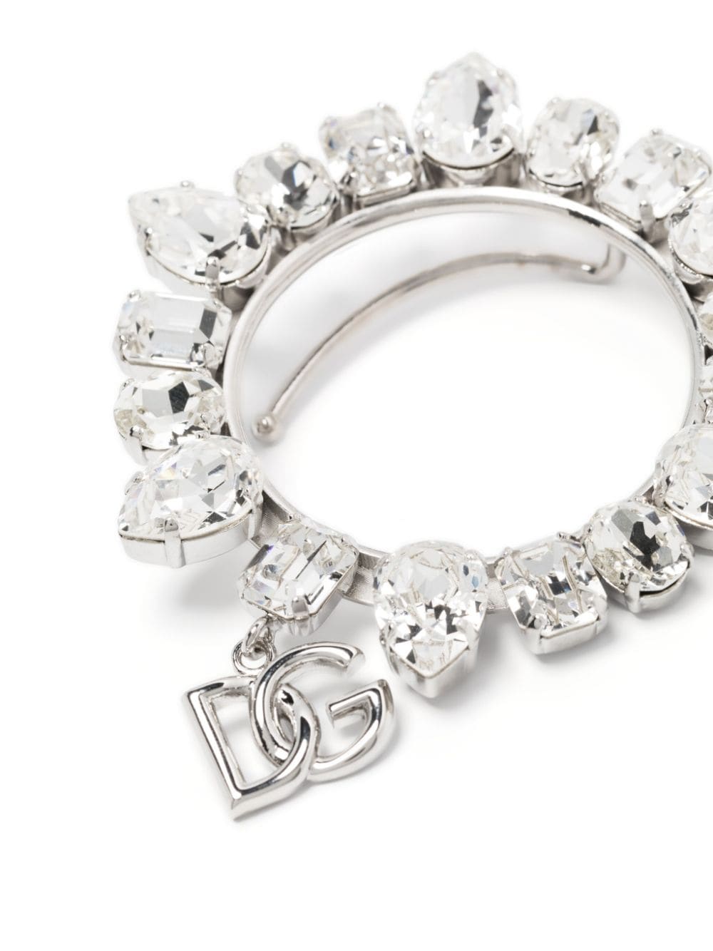 Shop Dolce & Gabbana Crystal-embellished Ear Cuff In Silver
