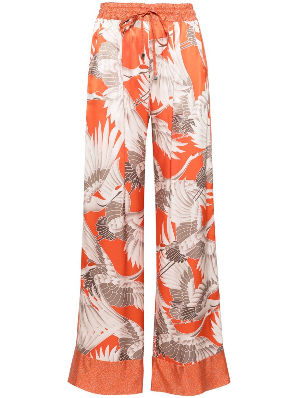 Shop Kiton Graphic-print Silk Trousers In Orange