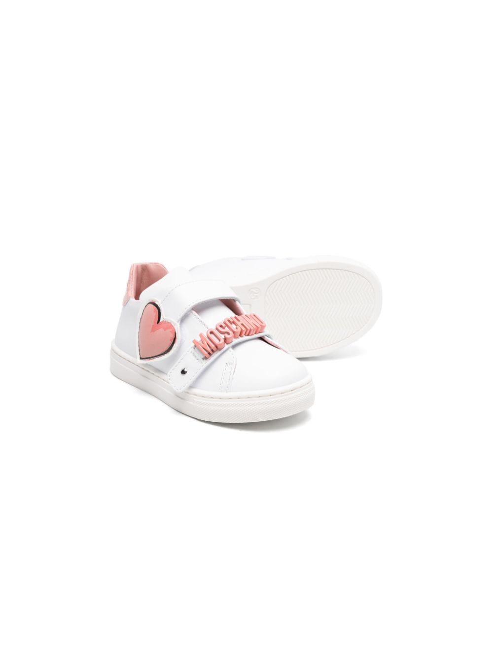 Image 2 of Moschino Kids logo-lettering leather sneakers