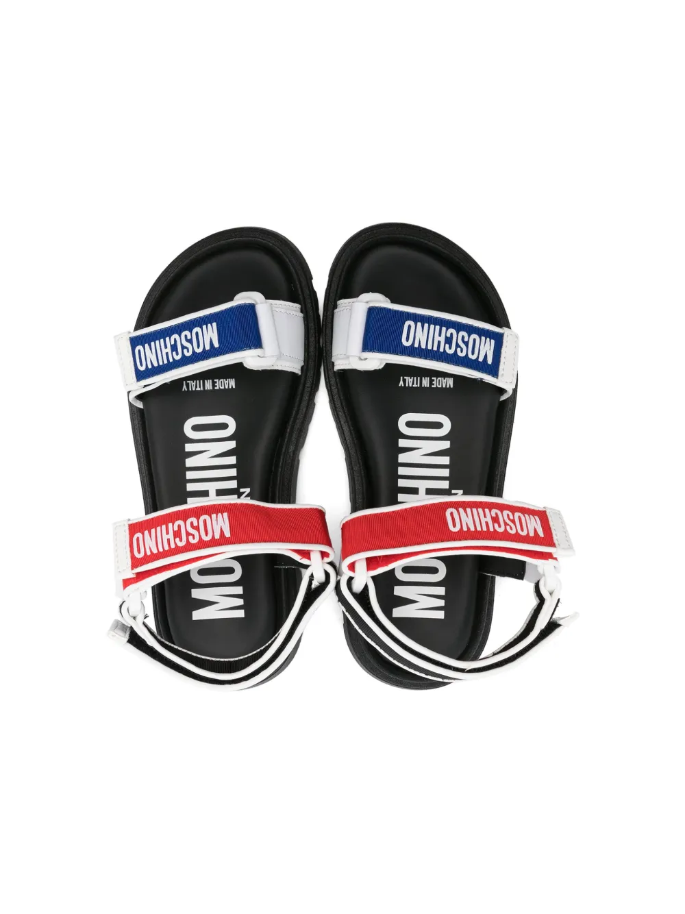 Shop Moschino Logo-print Touch-strap Sandals In Black