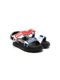 Moschino Kids logo-print touch-strap sandals - Black